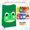 VGOODALL 24 Pack Party Favor Bags with Stickers, 4.7"x 3.1"x 8.7" Animal Paper Treat Bags for Kids Birthdays Classroom Rewards Goodie Gift Supplies view 2