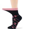 7BIGSTARS KINGDOM Women's Cotton Diabetic Quarter Novelty Socks - 4 Pack Large-Loose- Heart, Stripe, Flower - Sock Size 10-12 Shoe Size 8-12 L Black, Pink, Salmon view 4
