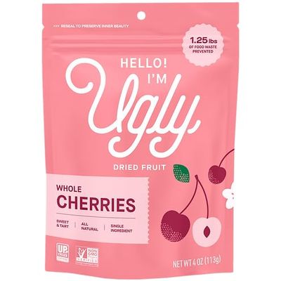 NineLife Basics Hello I'm Ugl.y - Dried Cherries 100% Upcycled - 4 ounces (Pack of 12)