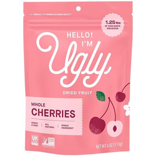 NineLife Basics Hello I'm Ugl.y - Dried Cherries 100% Upcycled - 4 ounces (Pack of 12)