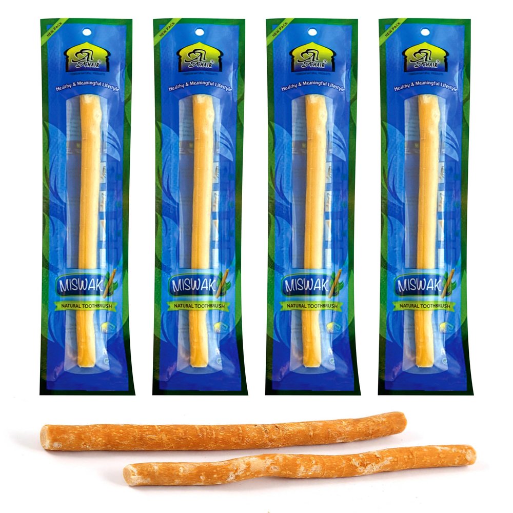 Al Khair Peelu Miswak Stick Natural Toothbrush, Sewak Miswak Sticks for Teeth Whitening, Organic Natural Sticks for Humans Vacuum Sealed Toothbrushes, for Healthy Gums, Teeth, Fresher Breath (4)