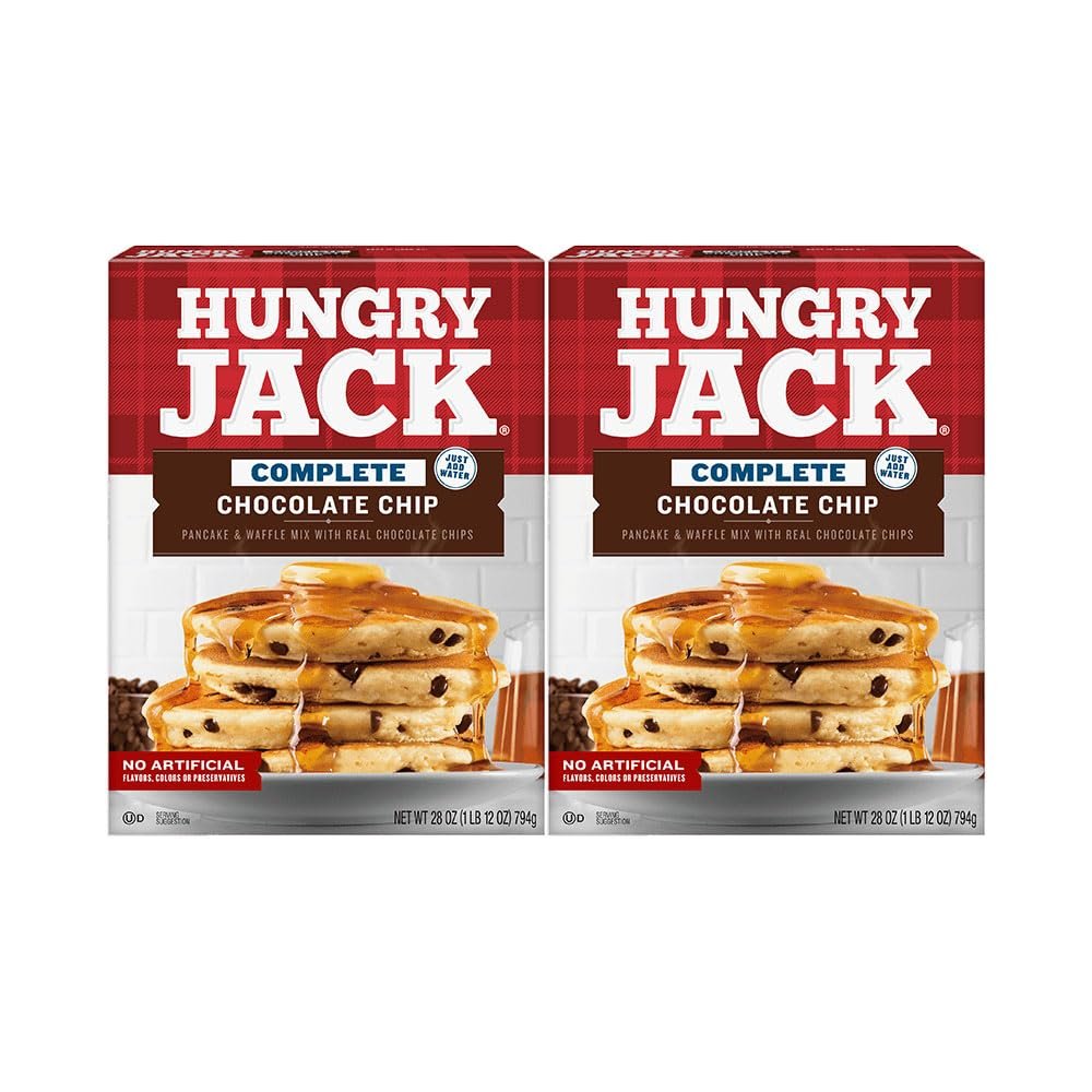 Hungry Jack Complete Pancake Mix, Chocolate Chip, 28 oz - Palatize Pack of 2