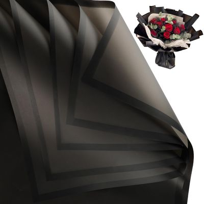 20 Sheets Flower Wrapping Paper, Waterproof Floral Bouquet Wrapping Paper for DIY Crafts, 22.4 x 22.6 Inch Translucent Black Florist Supplies Packaging Paper for Birthday Wedding Valentine's Gift