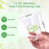ECOLipak 1000 Count 12 OZ Clear Compostable Plastic Cups, Disposable Plant-Based Biodegradable Drinking Party Cups, PLA Plastic Cold Tumblers for Restaurant, Office, Canteen, Large Gathering view 2