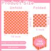 150 Pcs Orange Gingham Paper Napkins 5 * 5 Inch Pink Luncheon Napkins Checkered Napkins Disposable Guest Napkins Cocktail Luncheon Paper Plates For Tequila Sunrise Bachelorette Party Bridal Shower view 2