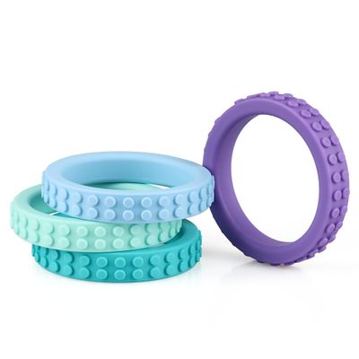 4 Packs Silicone Chewy Bracelet for Kids, Silicone Oral Motor Aids Teething Bracelet for Aggressive Chewers with Autism, ADHD, SPD, or Special Need (Color 1)