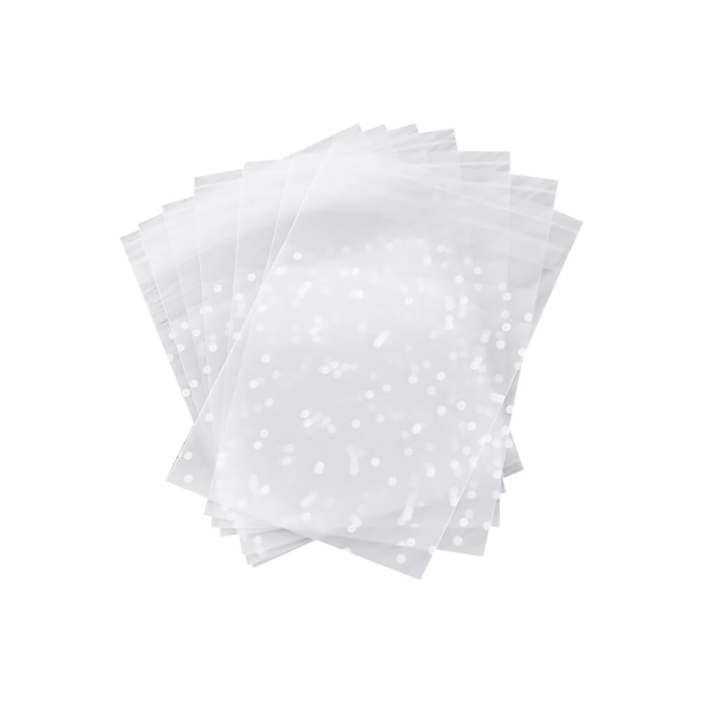 ccHuDE 200 Pcs Polka Dot Packaging Bags Clear Cellophane Bags Self Sealing Cookies Bags Small Transparent Treat Bags Self Adhesive Candy Bags 5.5x5.5+3cm