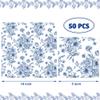 50 PCS Blue Floral Cocktail Napkins Blue and White Flower Paper Napkins 3-Ply Disposable Flowers Beverage Napkin for Wedding Bridal Shower Birthday Baby Shower Party Supplies, 5 x 5 Inch view 2