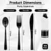 100Pack Black Plastic Silverware, Disposable Plastic Silverware with Napkins, Pre Rolled Black Spoons Forks Knives wiht Napkins, Heavy Duty Wrapped Cutlery Set for Party Wedding view 2