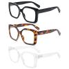 REAVEE 3 Pack Wide Oversized Reading Glasses for Women, Blue Light Blocking Computer Stylish Square Readers with Spring Hinge 2.5 view 2