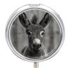 Pill Box 3 Compartment Round Pill Organizer Small Metal Pill Case for Travel A Donkey Pattern Daily Pill Container Portable Medicine Organizer for Vitamins Supplement Purse Pocket view 1