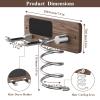 Tindbea Hair Dryer Holder Curling Iron Holder, Blow Dryer Holder Wall Mount, Bathroom Hair Tool Organizer Rack for Universal Dryer, Walnut Wood Silver Color Metal view 3