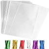 SOMIOCO Large Cellophane Treat Bags 11x14 Inch 50 Pcs Clear OPP Plastic Goodie Bags for Gift Wrapping, Bakery, Cookie, Candies, Soaps, Party Favors Packaging with Color Twist Ties view 1