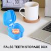 Srutueo Blue Denture Case, Denture Cup with Strainer, Denture Bath Box False Teeth Storage Box with Basket Net Container Holder for Travel view 4