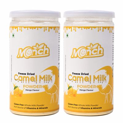 VIVA Camel Milk Powder - Camel Milk Powder For Height Growth - Freeze Dried, Mango Flavoured (200g, 100gx2)