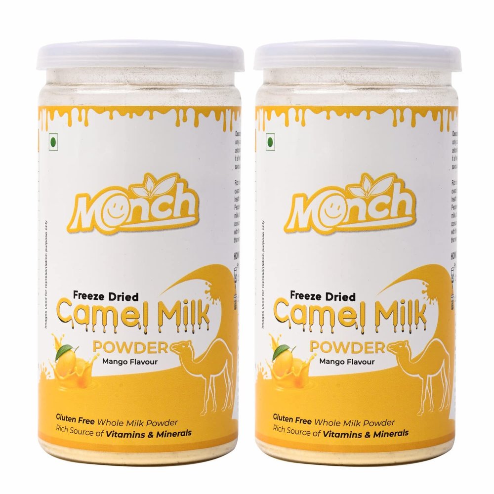 VIVA Camel Milk Powder - Camel Milk Powder For Height Growth - Freeze Dried, Mango Flavoured (200g, 100gx2)