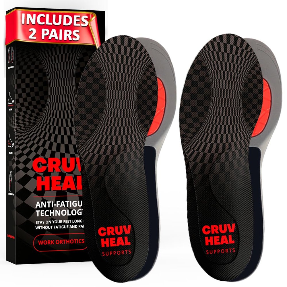2 Packs of Work Orthotic Insoles - Anti Fatigue Medium Arch Support Shoe Insert Men Women - Plantar Fasciitis Flat Feet - Relieve Foot Pain - Work Boot Insoles Standing All Day (S, Gray)