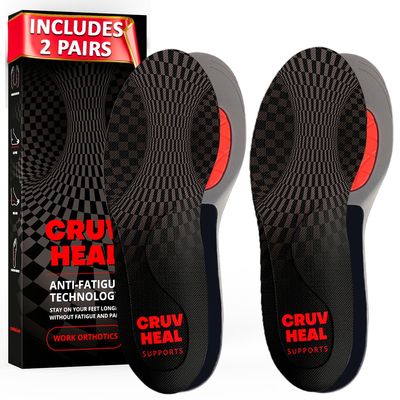2 Packs of Work Orthotic Insoles - Anti Fatigue Medium Arch Support Shoe Insert Men Women - Plantar Fasciitis Flat Feet - Relieve Foot Pain - Work Boot Insoles Standing All Day (L, Gray)