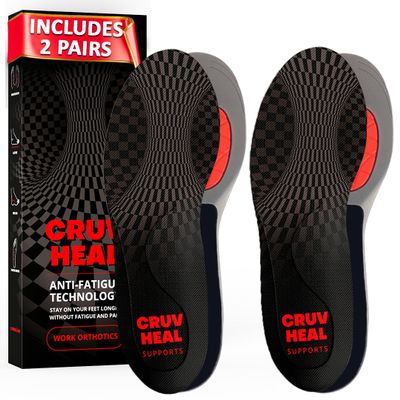 2 Packs of Work Orthotic Insoles - Anti Fatigue Medium Arch Support Shoe Insert Men Women - Plantar Fasciitis Flat Feet - Relieve Foot Pain - Work Boot Insoles Standing All Day (XL, Gray)