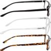 Medspex 3 Pack Blue Light Reading Glasses +2.50 Black/Tortoise/Clear Crystal Mens Womens Computer Readers Trendy Eyeglasses view 2