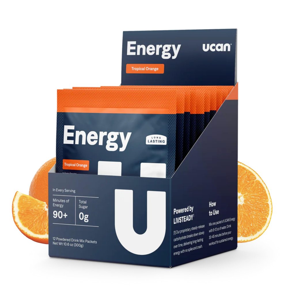 UCAN Energy Powder, Tropical Orange, Keto, Sugar-Free Pre & Post Workout for Men & Women, Non-GMO, Vegan, Gluten-Free, Great for Runners, Gym-Goers and High Performance Athletes (12 Servings, 25g)