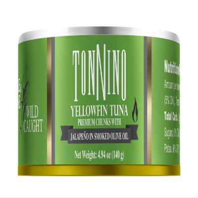 Tonnino Tuna Fish Yellowfin Pole&Line  Premium chuncks with Jalapeno in Smoked Oilve Oil  Pack of 12  Alternative to Salmon  Protein Snacks  Ready to Eat Meals in Can