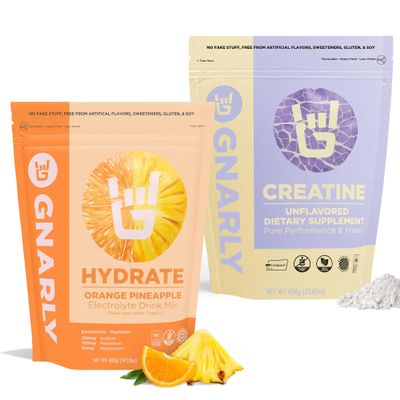 Gnarly Nutrition Creatine Powder, Unflavored (16.05oz) and Gnarly Hydrate Orange Pineapple (14.10 oz)