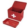 Plexon First Aid Kit, First Aid Supplies Bin, 8.5" Metal Medicine Storage Box with Lid, First Aid Kit Box Organizer, Red view 1