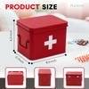 Plexon First Aid Kit, First Aid Supplies Bin, 8.5" Metal Medicine Storage Box with Lid, First Aid Kit Box Organizer, Red view 2