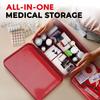 Plexon First Aid Kit, First Aid Supplies Bin, 8.5" Metal Medicine Storage Box with Lid, First Aid Kit Box Organizer, Red view 4