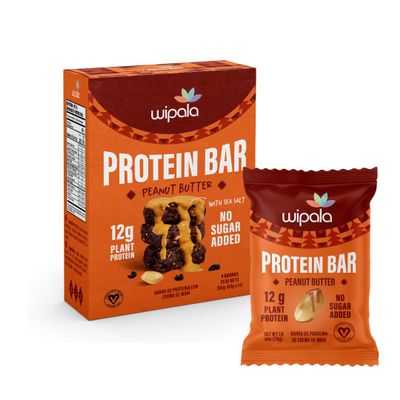 Wipala Protein Bars - Peanut Butter - 12g of Plant Based Protein per Bar! No Added Sugars, Certified Vegan, Gluten Free, 100% Natural