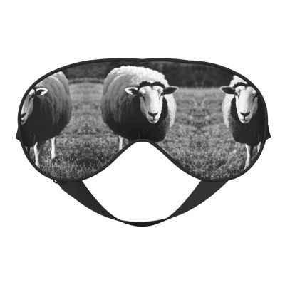 FRESQA Cute Sheep Lamb Print Unisex Sleep Mask Double-Sided Eye Mask,Ideal for Sound Sleep and Skin Care, Black