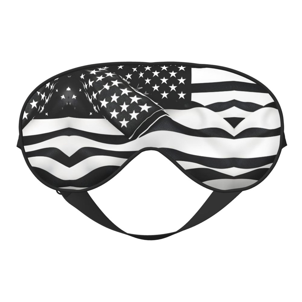 Black and White American Flag Print Double-Sided Eye Mask,Soft and Light Blocking for Enhancing Sleep Quality