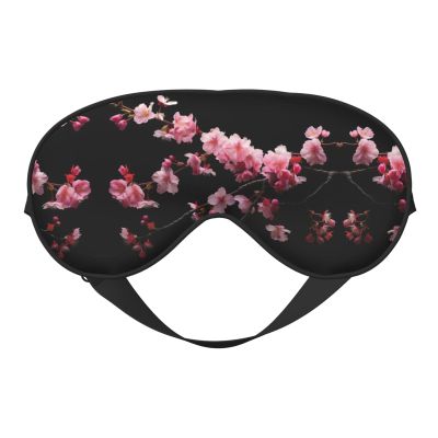 FRESQA Japanese Cherry Flowers Print Unisex Sleep Mask Double-Sided Eye Mask,Ideal for Sound Sleep and Skin Care, Black
