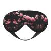 FRESQA Japanese Cherry Flowers Print Unisex Sleep Mask Double-Sided Eye Mask,Ideal for Sound Sleep and Skin Care, Black view 1