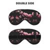 FRESQA Japanese Cherry Flowers Print Unisex Sleep Mask Double-Sided Eye Mask,Ideal for Sound Sleep and Skin Care, Black view 2
