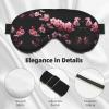 FRESQA Japanese Cherry Flowers Print Unisex Sleep Mask Double-Sided Eye Mask,Ideal for Sound Sleep and Skin Care, Black view 4