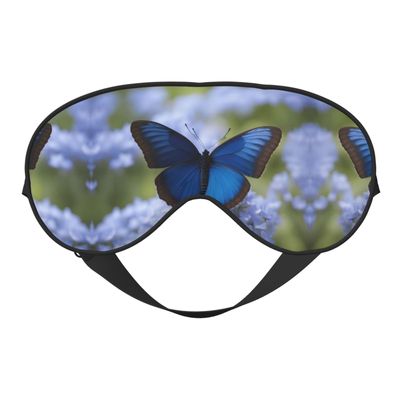 Blue Butterfly Print Ultra-Soft Light-Blocking Eye Mask,for Optimal Comfort and Restful Sleep