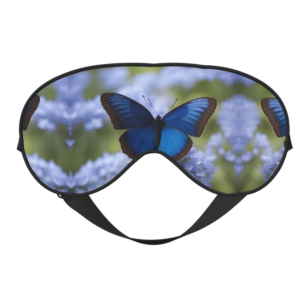 Blue Butterfly Print Ultra-Soft Light-Blocking Eye Mask,for Optimal Comfort and Restful Sleep