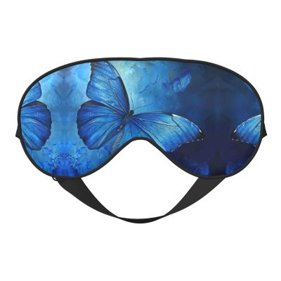 Blue Butterfly Print Ultra-Soft Light-Blocking Eye Mask,for Optimal Comfort and Restful Sleep