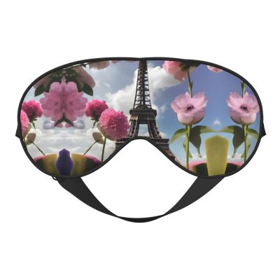 FRESQA Flower Paris Eiffel Towers Print Unisex Sleep Mask Double-Sided Eye Mask,Ideal for Sound Sleep and Skin Care, Black