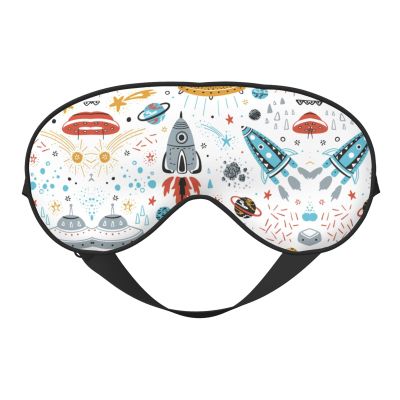 Cartoon Rockets Print Unisex Sleep Mask Double-Sided Eye Mask,Ideal for Sound Sleep and Skin Care