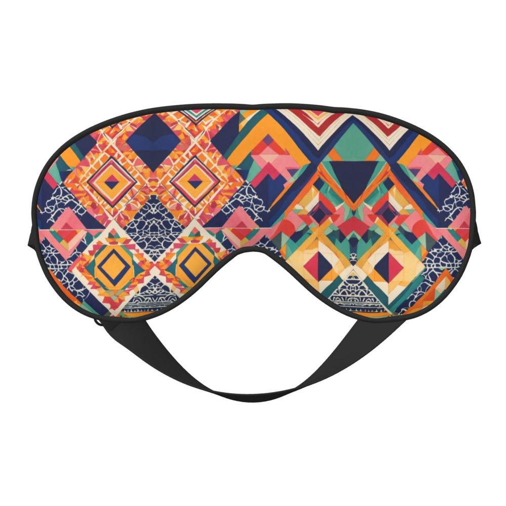 Abstract Geometric Print Double-Sided Eye Mask,Soft and Light Blocking for Enhancing Sleep Quality