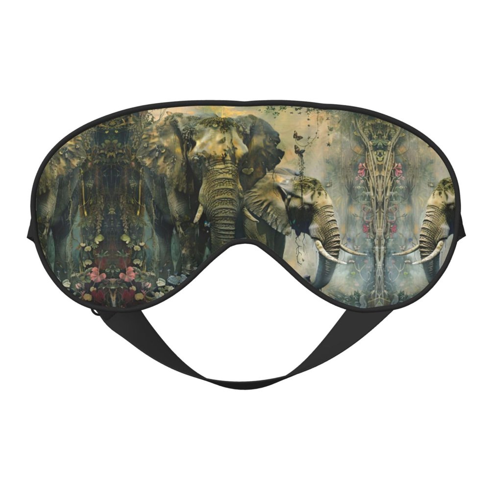 SSIMOO Nature Elephants Print Ultra-Soft Light-Blocking Eye Mask,for Optimal Comfort and Restful Sleep, Black