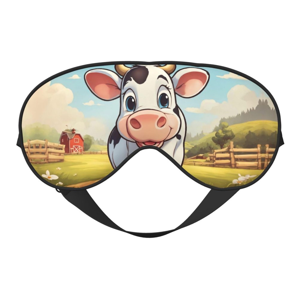 Cartoon Milk Cow Print Unisex Sleep Mask Double-Sided Eye Mask,Ideal for Sound Sleep and Skin Care