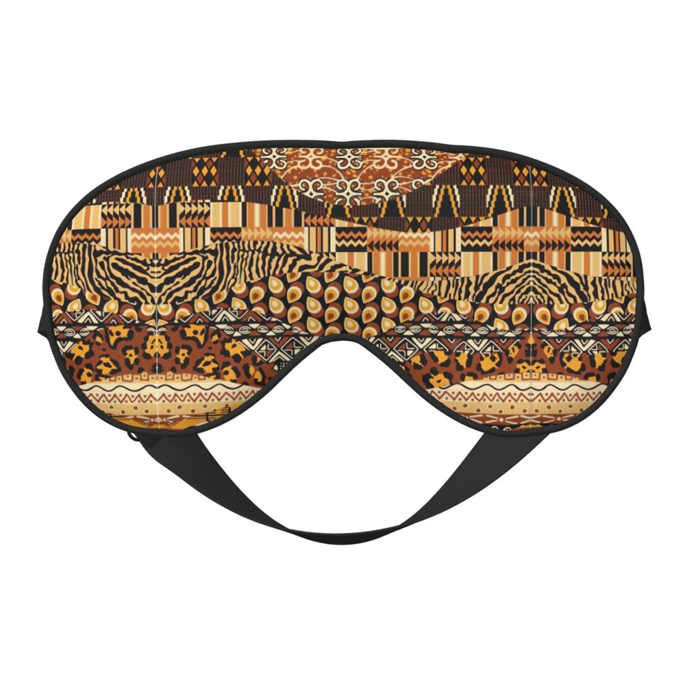 SSIMOO African Style Patchwork Print Ultra-Soft Light-Blocking Eye Mask,for Optimal Comfort and Restful Sleep, Black