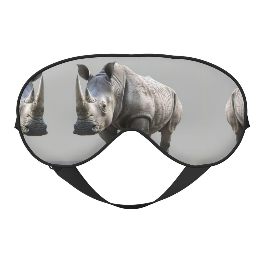 Animal Rhino Print Unisex Sleep Mask Double-Sided Eye Mask,Ideal for Sound Sleep and Skin Care