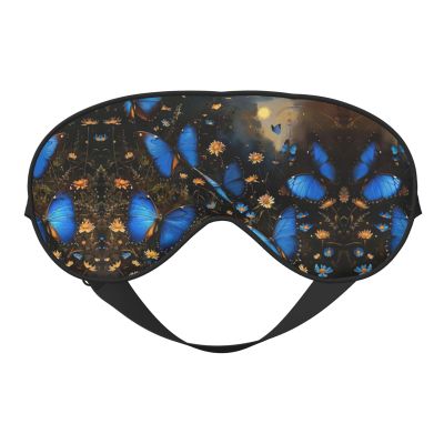 Blue Butterflies Print Double-Sided Eye Mask,Soft and Light Blocking for Enhancing Sleep Quality