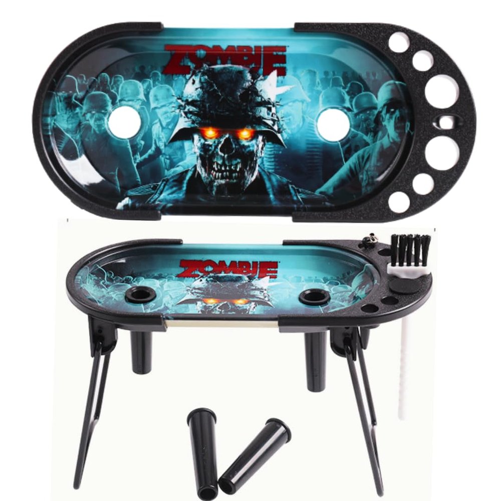 Lighter Locators Rolling Tray with Folding Rolling Station to Stuff Full Size and Standard Sized Cones - 8.5 inch x 4 inch Rolling Tray with Tools Included to Help Stuff Your Cones Easily (Zombie)