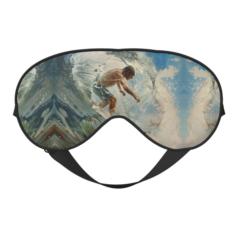 Beach Surf Print Double-Sided Eye Mask,Soft and Light Blocking for Enhancing Sleep Quality